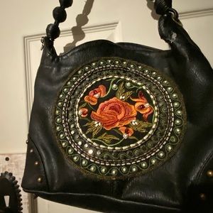 Mary Frances leather embroidered purse